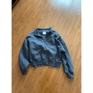 Abercrombie Essential Sunday Half-Zip Cropped sweatshirt Gray Women's Large